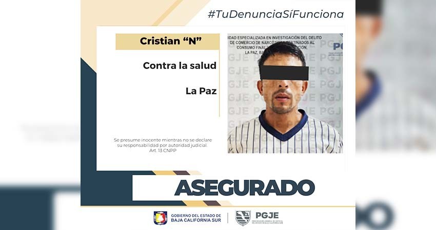 Fue aprehendido Cristian “N” en posesión de metanfetamina en la Paz