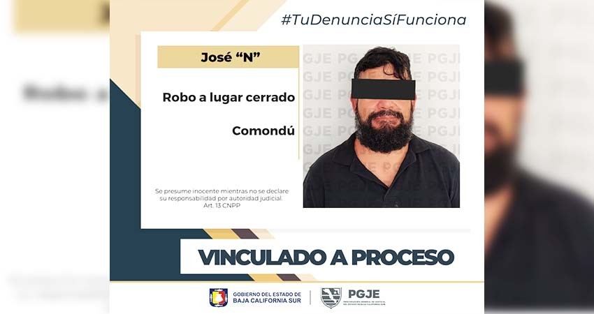 Queda en prisión preventiva justificada por robo en Ciudad Constitución