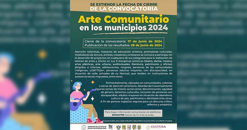 Extienden cierre de la convocatoria “Arte comunitario en los municipios”