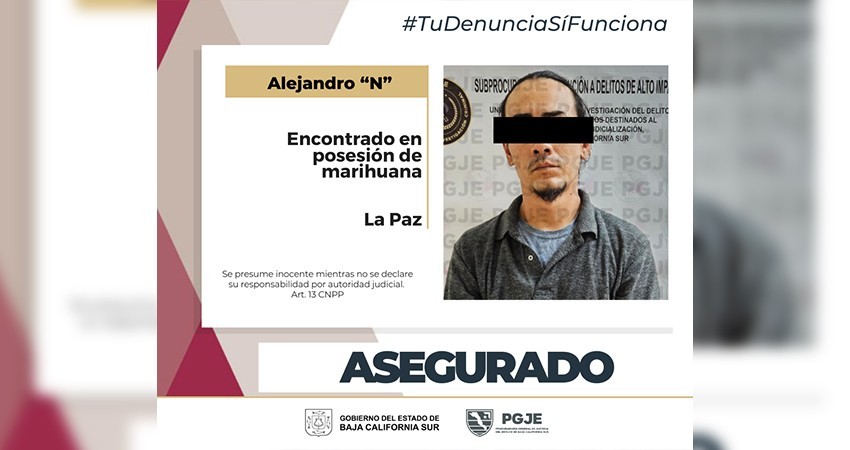 Mediante cateo detienen a Alejandro “N” y le aseguran marihuana