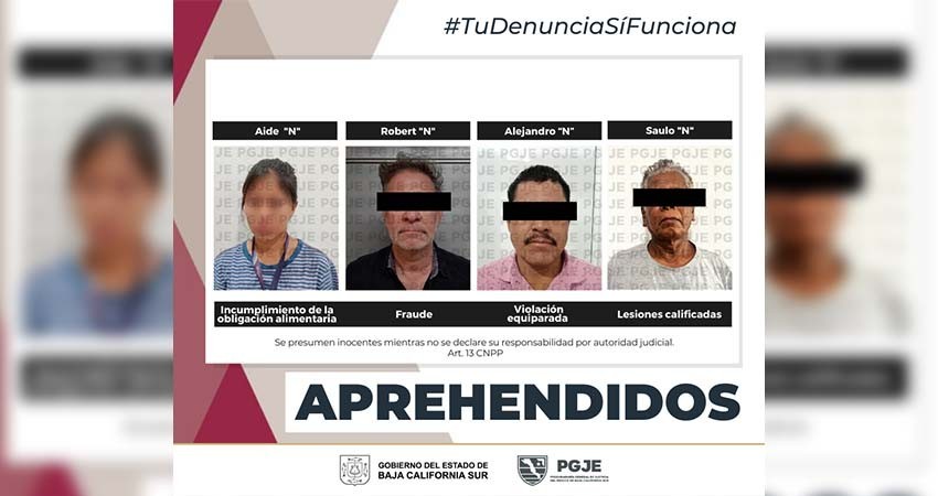 Son aprehendidas 4 personas por diversos delitos