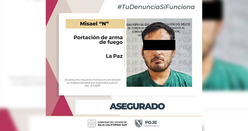 Asegura PGJE a un hombre y un arma de fuego en La Paz