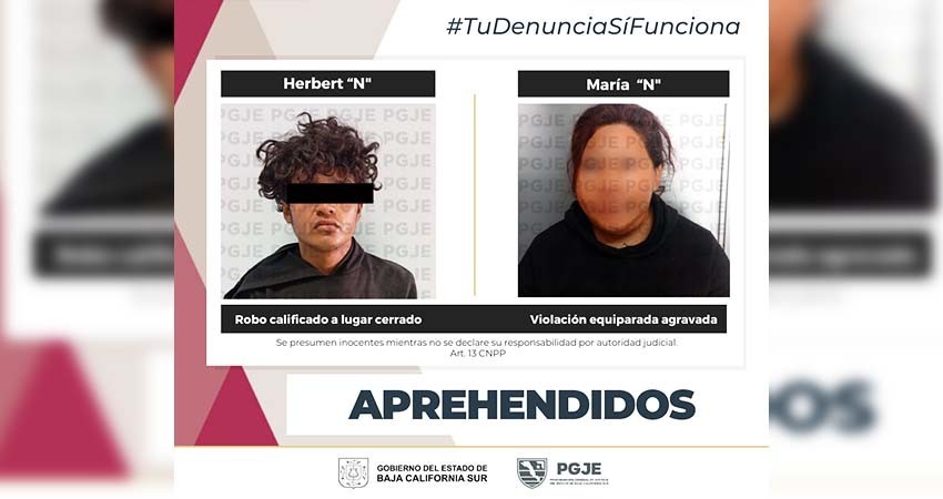 Detienen a dos personas relacionadas en hechos delictivos en La Paz y Comondú