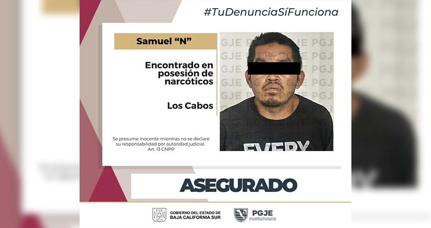 Fue asegurado Samuel “N” por el delito de posesión de 950 dosis de narcóticos
