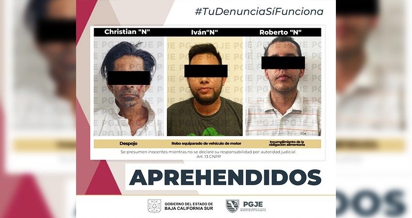 Son aprehendidos tres imputados por diversos delitos