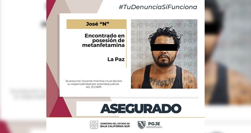 Detiene a José “N” en posesión de 2 mil 500 dosis de droga en La Paz