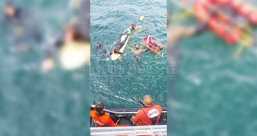 Rescata SEMAR a turistas del mar, tras fuertes oleajes en playas de Los Cabos