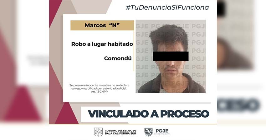 Queda en prisión preventiva por robo en Ciudad Constitución