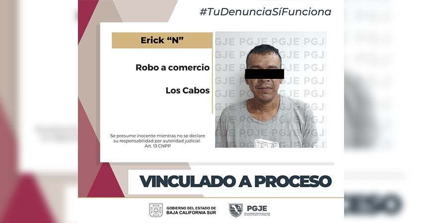 Queda en prisión preventiva Erick “N” por robo en Los Cabos