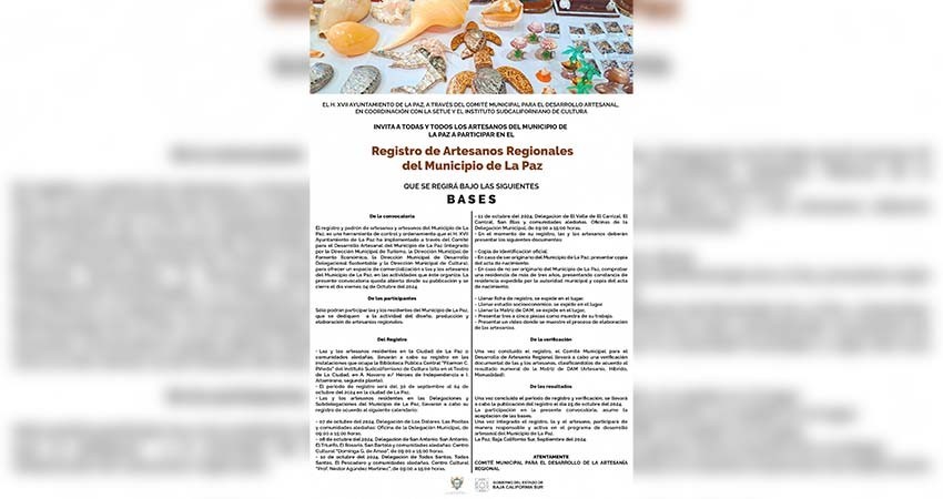 Lanzan convocatoria para el Registro de Artesanos Regionales en el municipio de La Paz