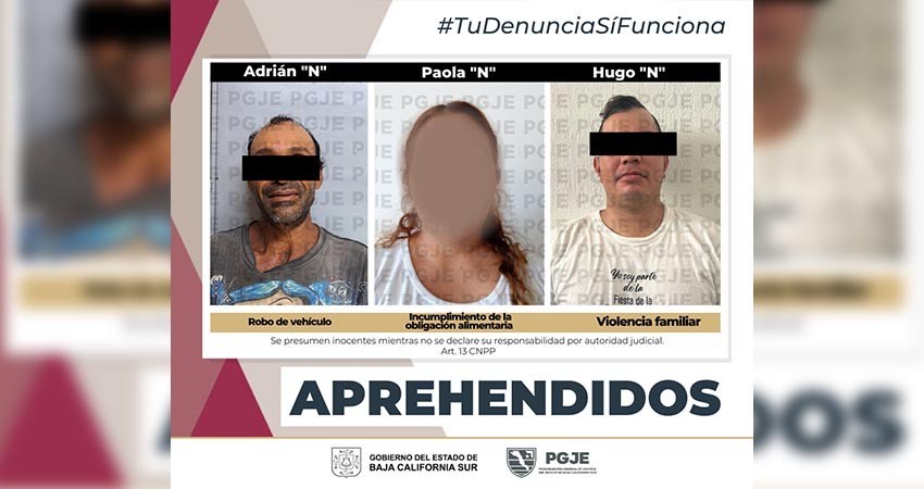 Aprehende PGJE a 3 personas por diversos delitos