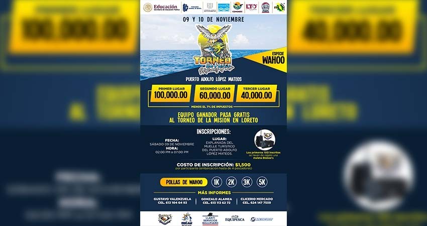 9 y 10 de noviembre se llevará a cabo el torneo de pesca “Halcones al mar 2024”
