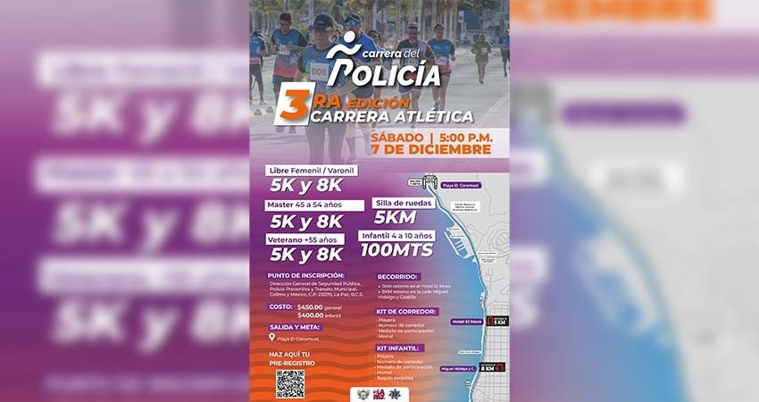 Invita Tránsito Municipal a participar en la 3ra. edición de la “Carrera del Policía 2024”