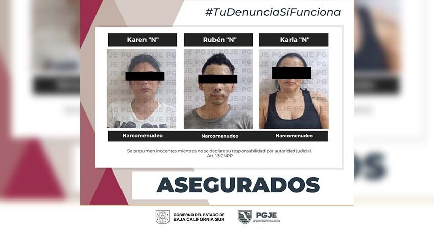 Detienen a tres personas en posesión de narcóticos en La Paz