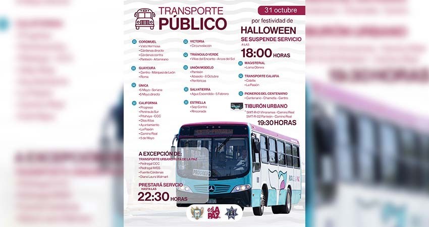 Suspenderán el servicio de transporte en algunas rutas de La Paz a partir de las 6 de la tarde