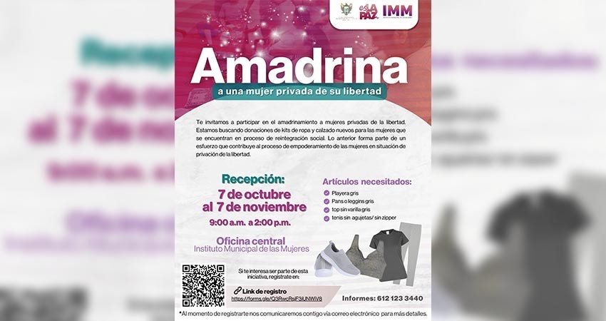Continúa abierta la convocatoria del IMM “Amadrina a una mujer privada de su libertad”