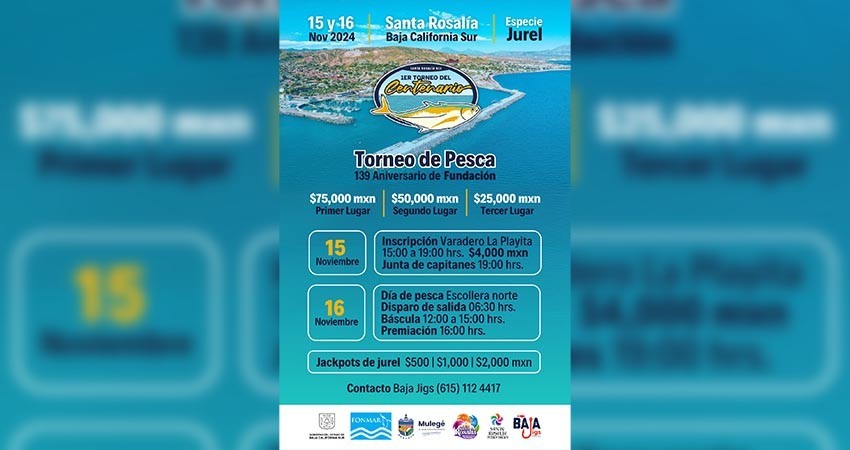 El 15 y 16 de noviembre se realizará el torneo de Pesca de Jurel, en Santa Rosalía