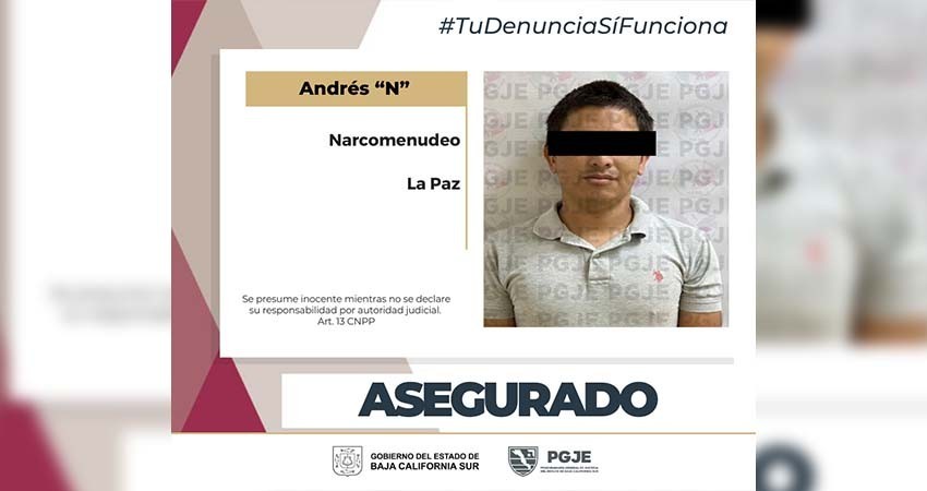 Detiene a posible narcomenudista con metanfetamina, cocaína y marihuana en La Paz