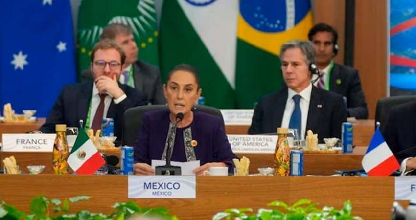 Sheinbaum propone al G20 invertir 1% de gasto militar en reforestación