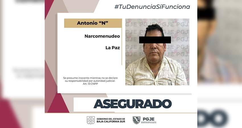 Detienen a Antonio “N” en posesión de narcóticos en La Paz