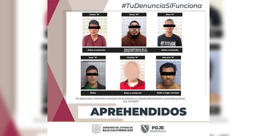 Fueron aprehendidas 6 personas por diversos delitos