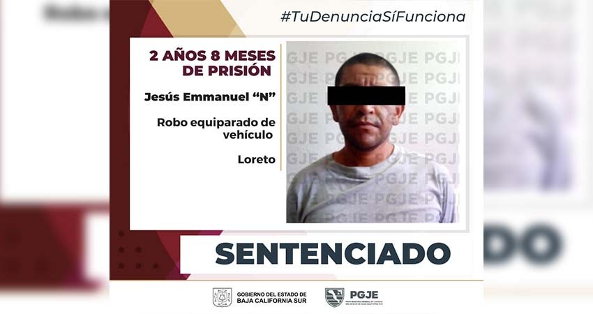 Sentencia a más de 2 años de prisión contra culpable robo de vehículo