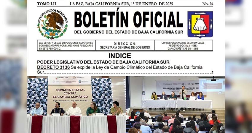 Gobierno estatal pública la ley de cambio climático para BCS