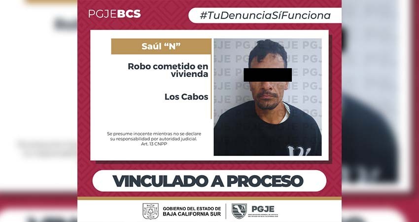 Queda en prisión preventiva Saúl “N” por robo en Cabo San Lucas