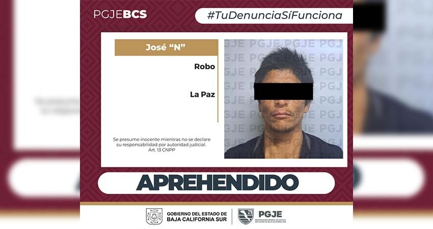 Aprehenden a u hombre acusado del delito de robo