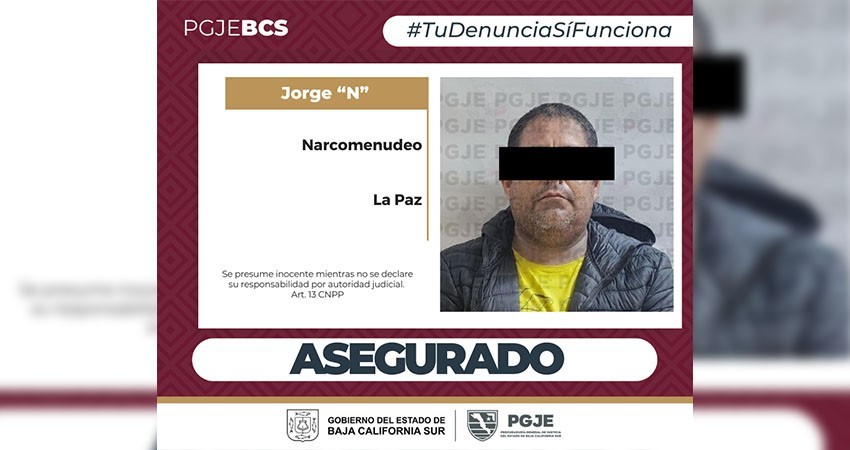 Aseguran a sujeto con 1 mil 875 dosis de droga en La Paz