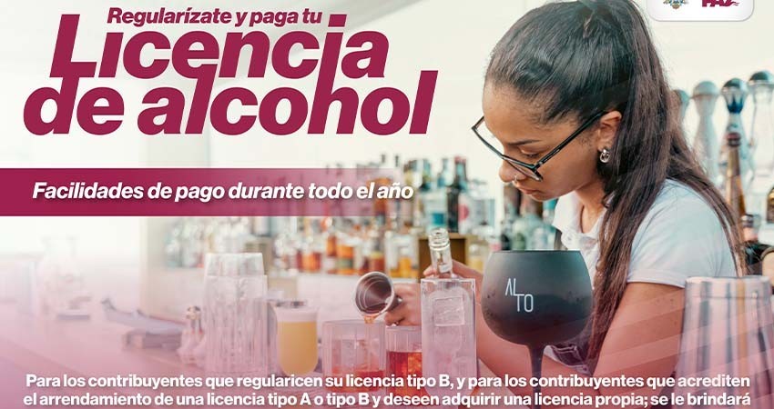 Anuncian facilidades de pago para obtener o regularizar las licencias de alcohol