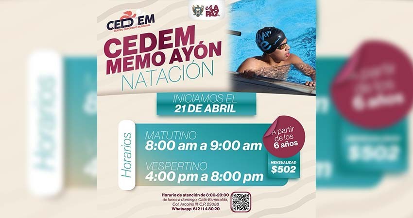 Invita el Ayuntamiento de La Paz a clases de natación en el CEDEM “Memo” Ayón