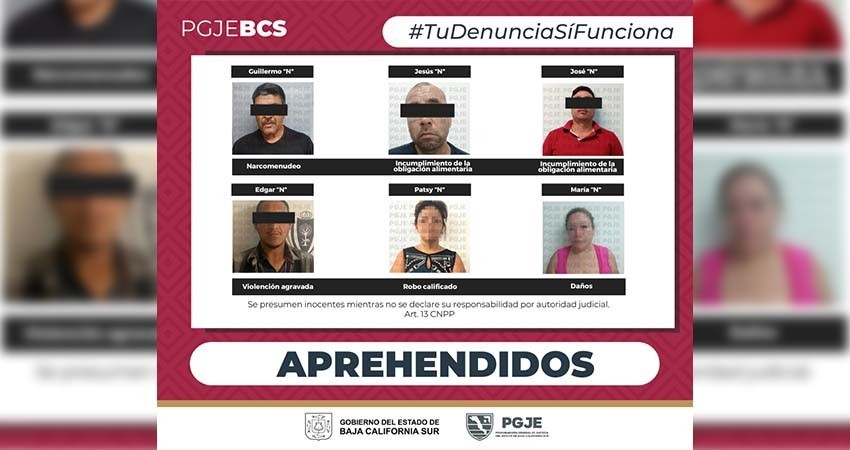 Aprehende PGJE a 6 personas por diversos delitos