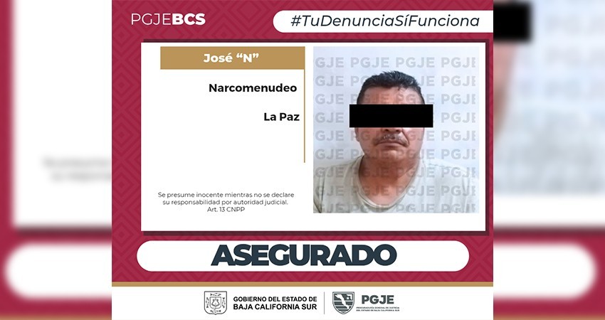 Aseguran 1 mil 750 dosis de droga y a un hombre en La Paz