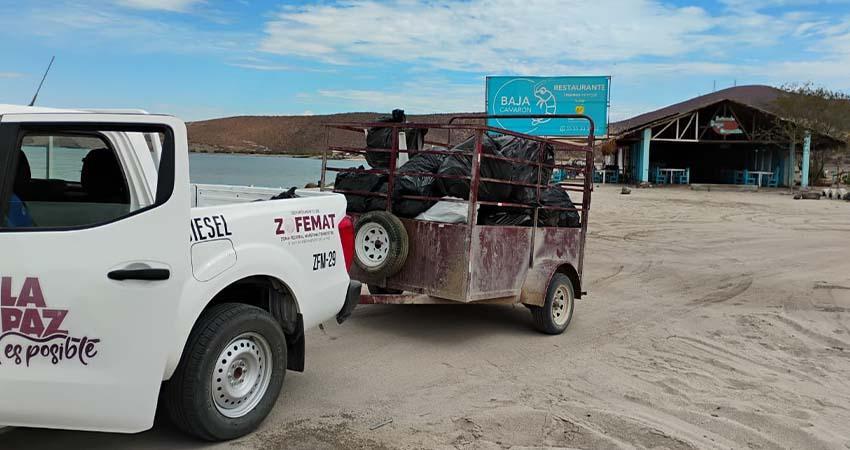 Recolectan más de 5 toneladas de residuos en playas de La Paz