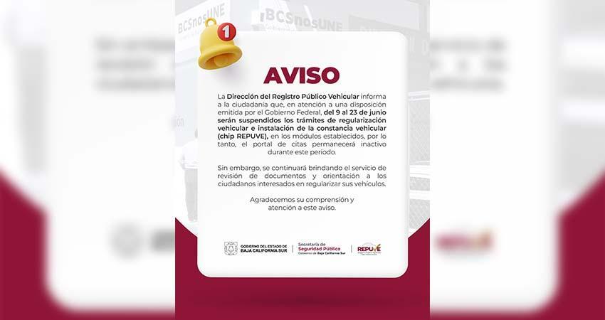 Módulos de regularización del REPUVE suspenden temporalmente su servicio