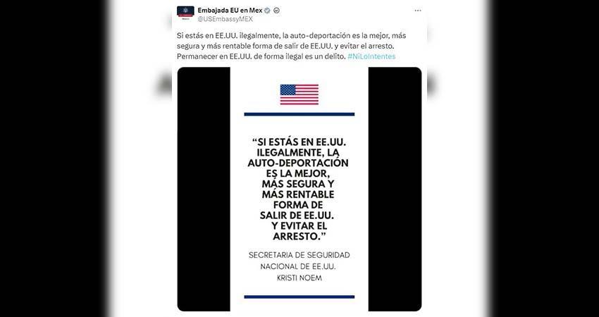 Embajada de EE.UU. en México promueve la autodeportación de migrantes