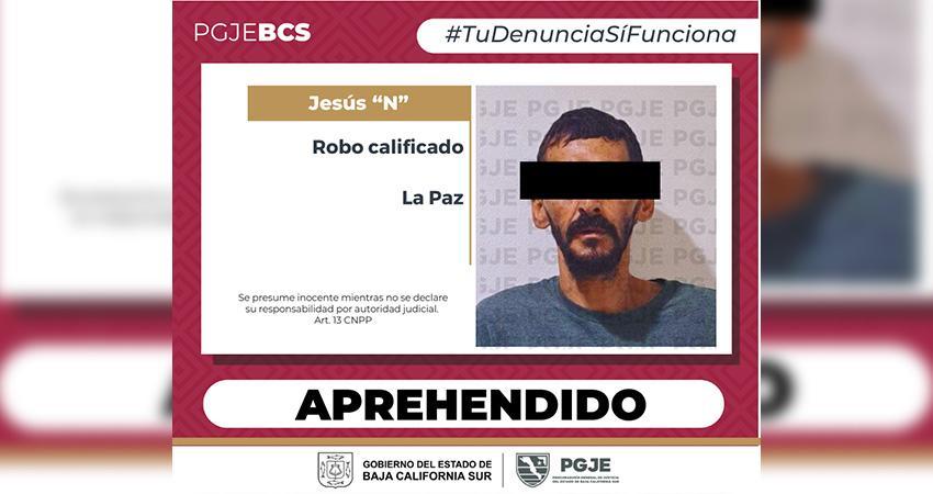 Aprehende PGJE a imputado por robo a vivienda