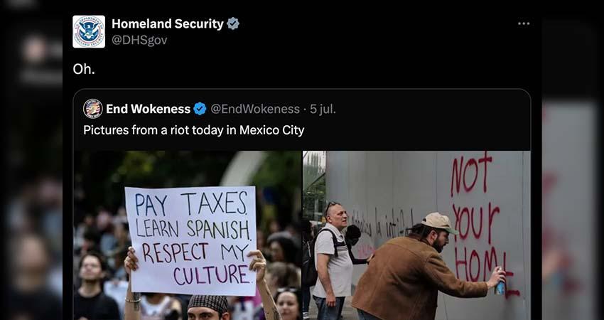 Estados Unidos aprovecha marcha contra la gentrificación en CDMX para pedir a migrantes mexi-canos que se autodeporten