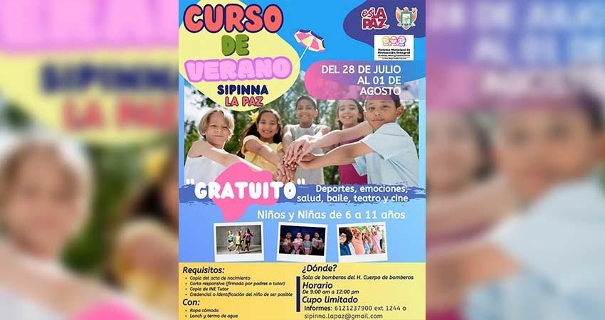 Invita SIPINNA La Paz al curso de verano 2025 para niñas y niños de 6 a 11 años