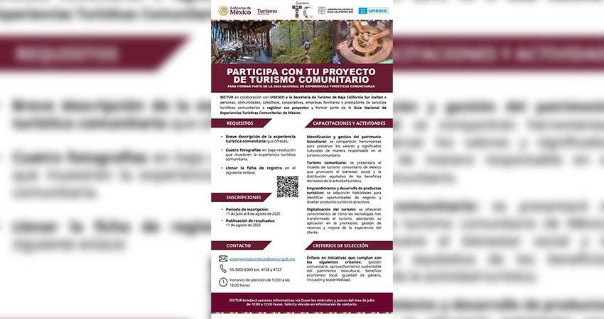 Turismo Municipal invita a registrar tu Proyecto de Turismo Comunitario