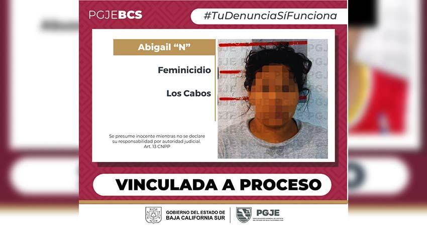 Vinculan a proceso a Abigail “N” por el delito de feminicidio