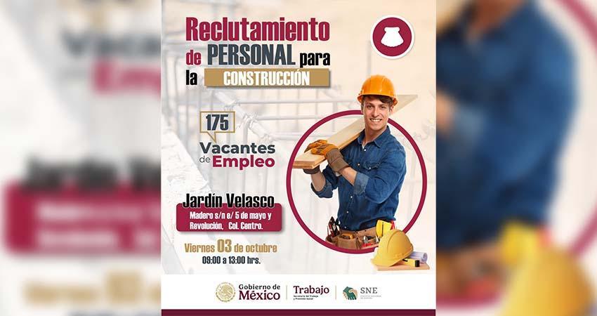 Realizará SNE reclutamiento con vacantes en el área de la construcción