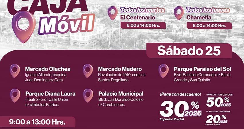 Ayuntamiento de La Paz instala cajas móviles adicionales para pago del Predial