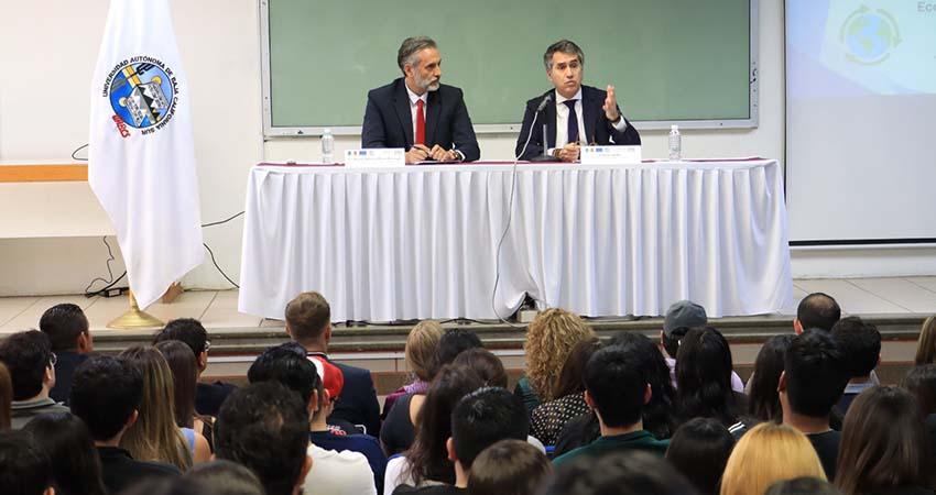 Embajador de la Unión Europea en México imparte conversatorio sobre sostenibilidad y relaciones económicas en la UABCS