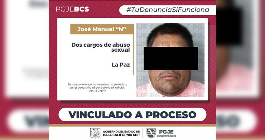 Queda en prisión y vinculado a proceso Manuel “N” por dos cargos de abuso sexual agravado en La Paz