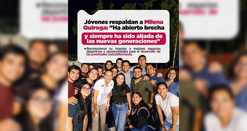 Jovenes respaldan a MIlena Quiroga: "Ha abierto brecha y siempre ha sido aliada de las nuevas generaciones".
