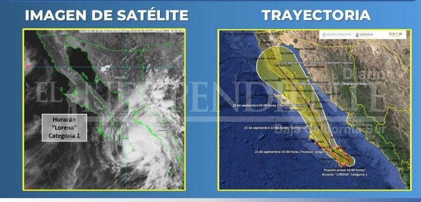 “Ojo” del huracán Lorena, estacionado A 75 km al este-noroeste de CSL 