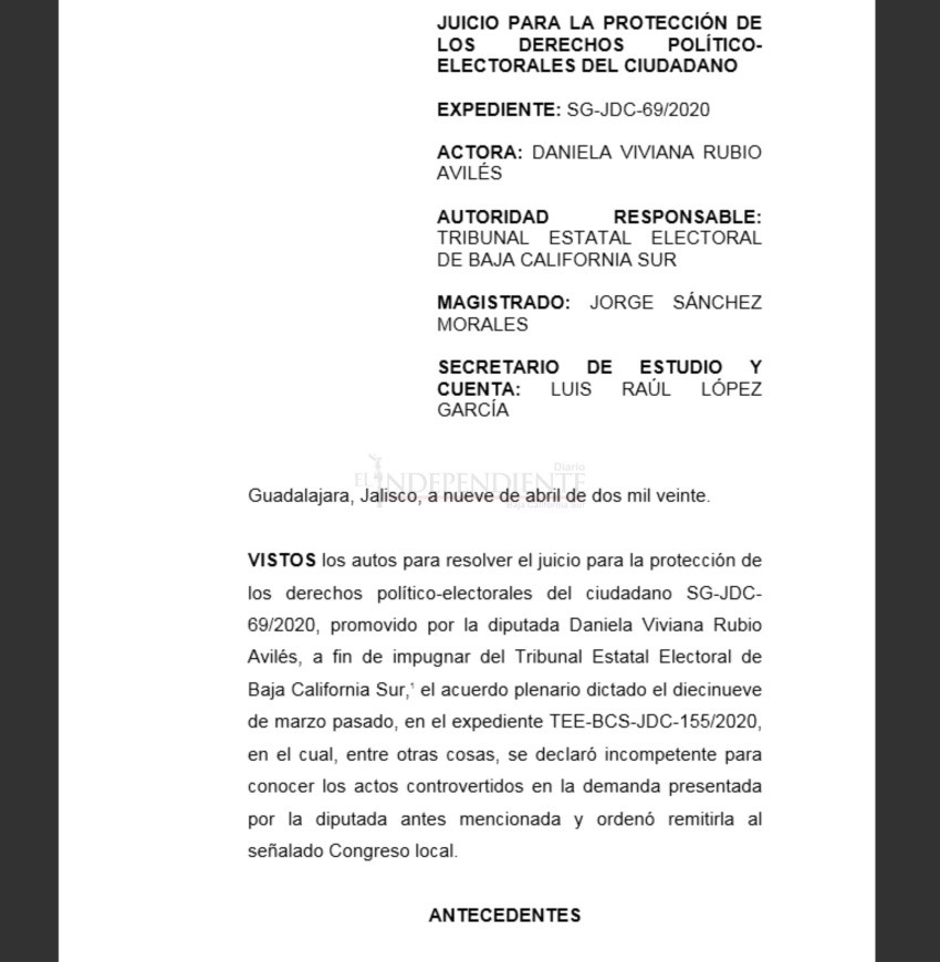 TEPJF falla en contra de Daniela Rubio; no devolverá presidencia del Congreso