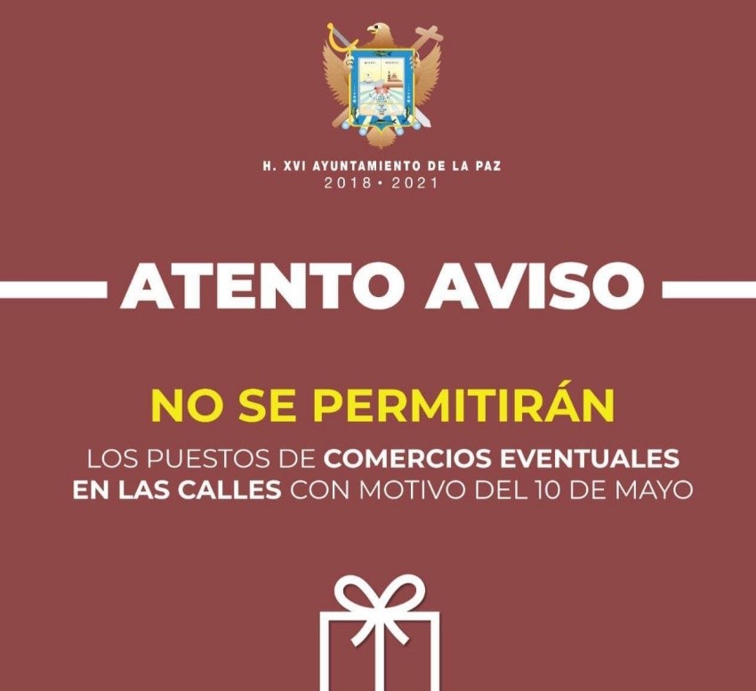 Prohibida en La Paz venta en la vía publica de obsequios por el Día de las Madres 